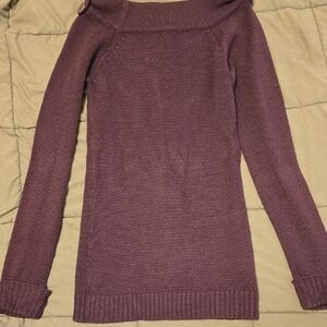 Derek Heart Off-the-Shoulder Plum Sweater